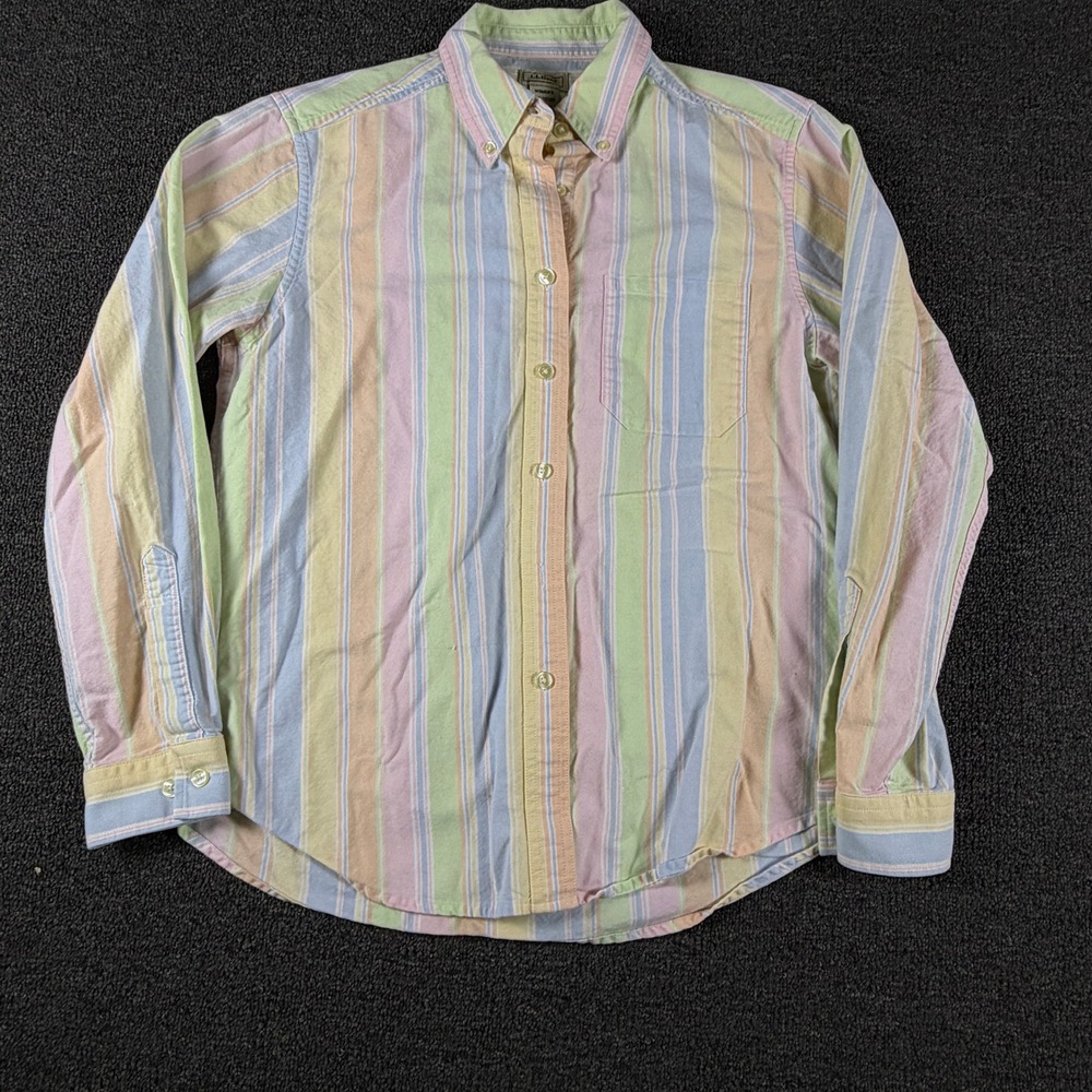 L.L. Bean Button-Down Womens Small Regular 05Q61 Multi-Color Striped Oxford EUC